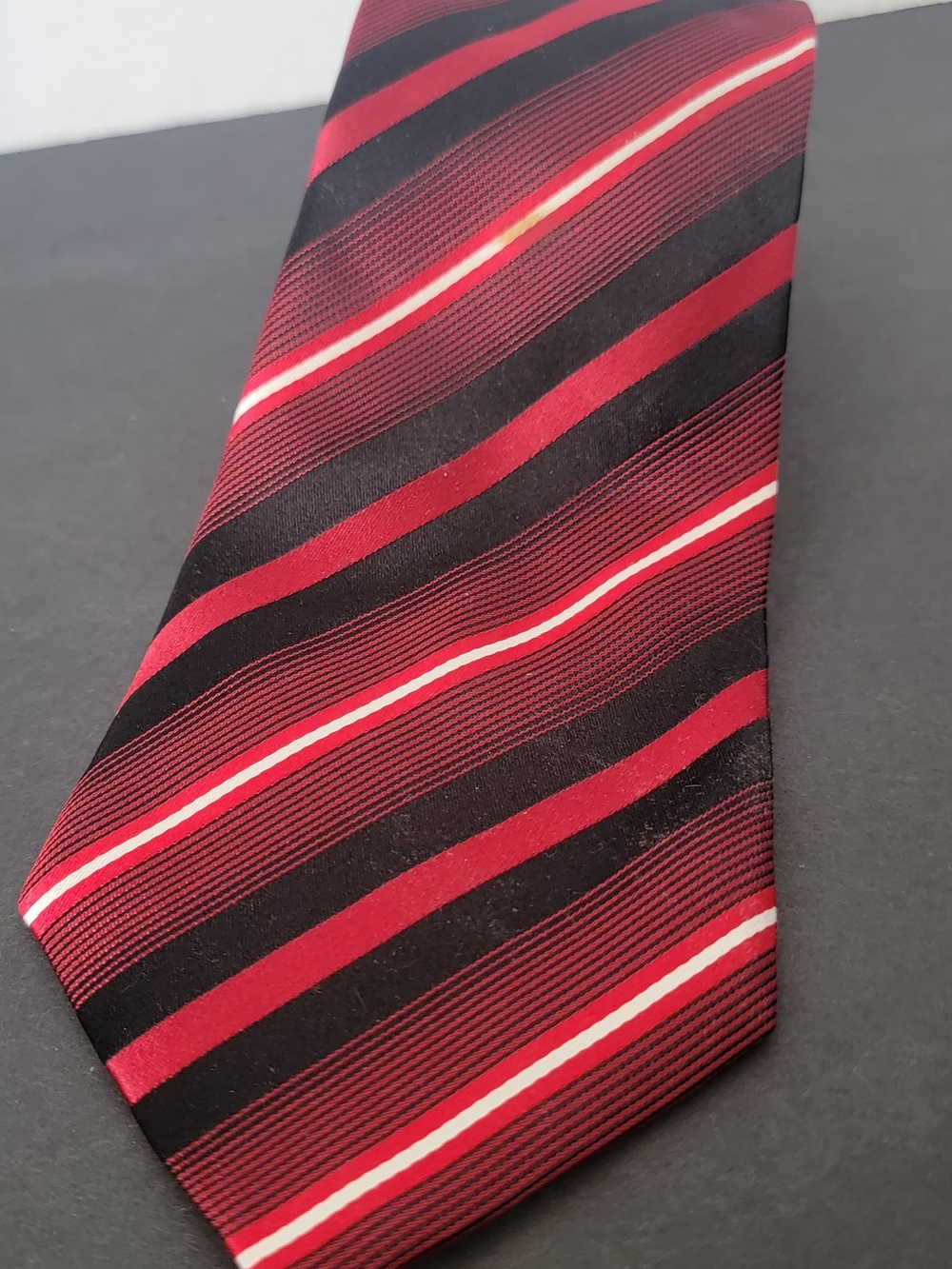 Sean John Red, Black and White Striped Silk Tie
